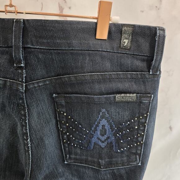 7 For All Mankind Jeans Womens 29 X 30 Y2K Dark Mid Rise A Pocket Denim Bootcut - Picture 11 of 12